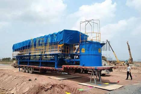 廣東市500平方車載壓濾機使用現場